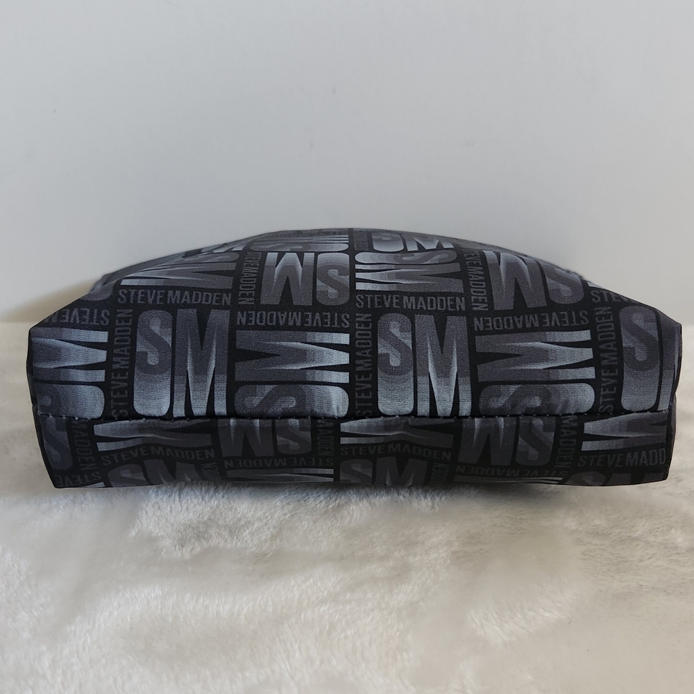 Steve Madden Black Gray Monogram Logo Pouch Bag - Picture 6 of 8